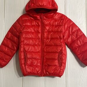 Kids Hooded Puffer Jacket - Bright Red